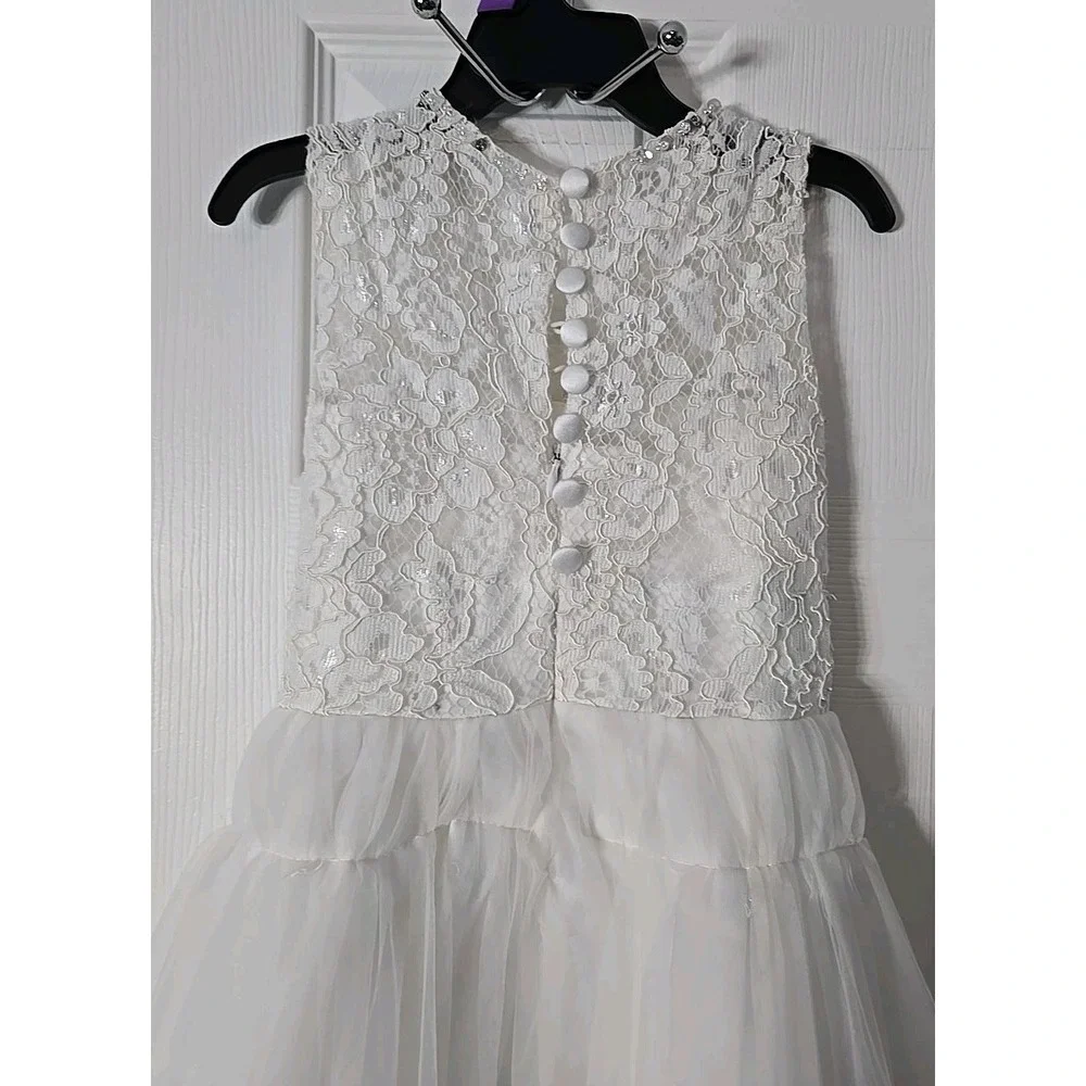 Girls Dress Formal‎ White Lace See Measurements Below